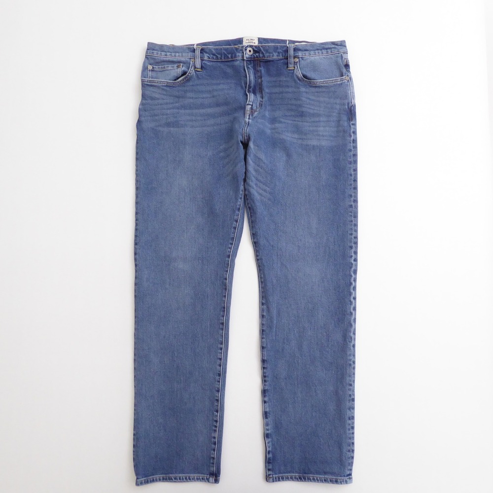 Flint and Tinder Mens Jeans Blue Straight Fit 38x31 HEMMED